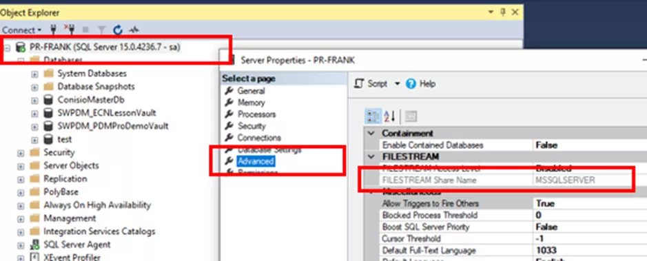 SOLIDWORKS PDM Environment Advanced Server Properties