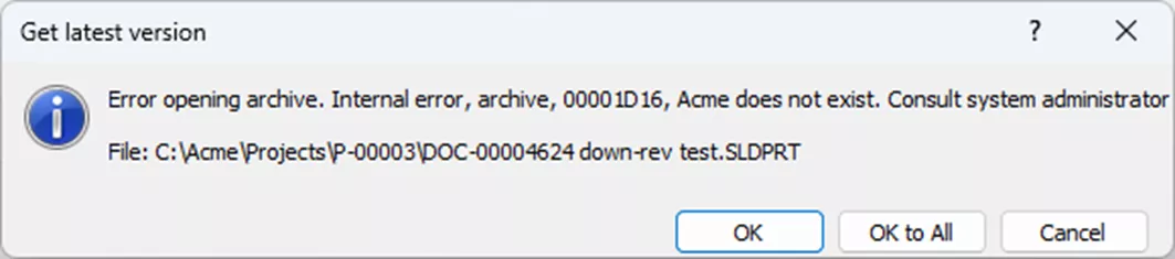 SOLIDWORKS PDM Error Opening Archive Error - How to Fix It. 