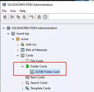 SOLIDWORKS PDM Folder Cards