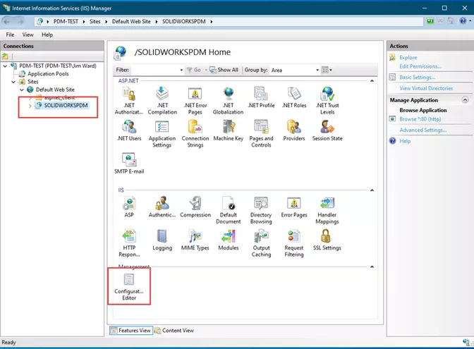 SOLIDWORKS PDM Guide IIS Manager