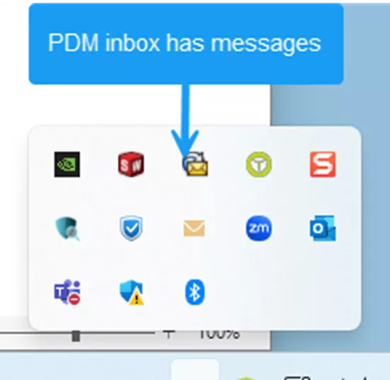 SOLIDWORKS PDM Inbox with Messages