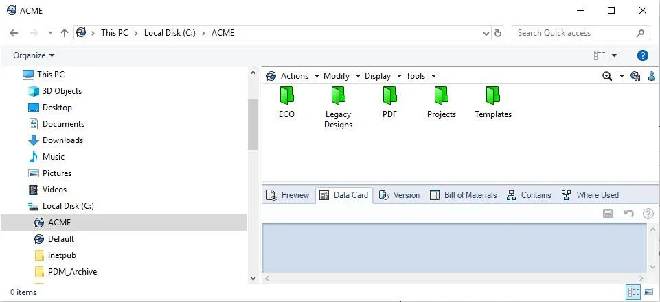 SOLIDWORKS PDM local vault view