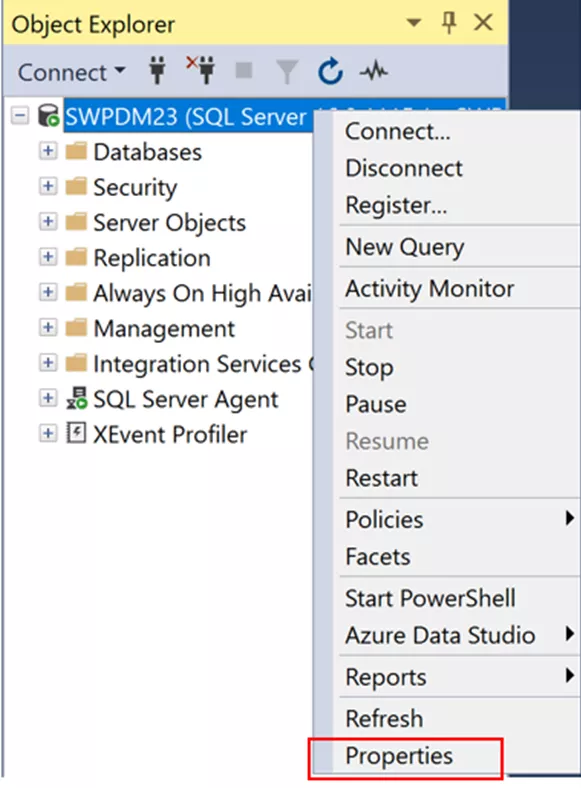 SOLIDWORKS PDM Object Explorer Properties Option 