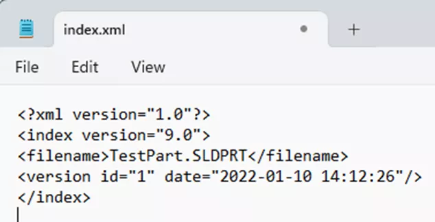 SOLIDWORKS PDM Open Index XML in Notepad