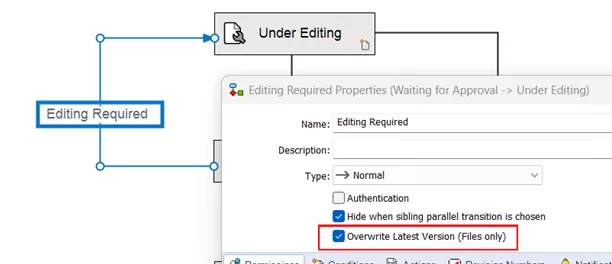 Overwrite During State Change in SOLIDWORKS PDM 