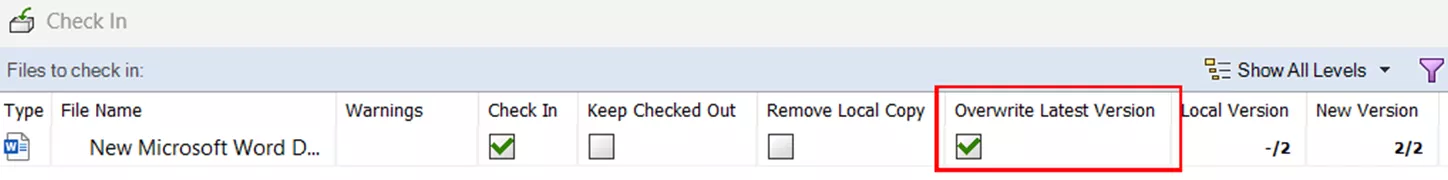 Overwrite Latest Version Option in SOLIDWORKS PDM 