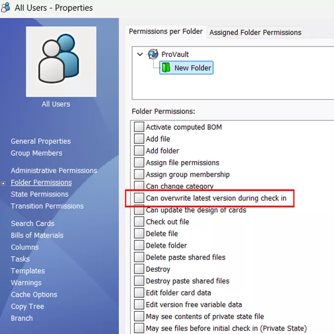 SOLIDWORKS PDM Permission Can Overwrite Latest Version During Check In