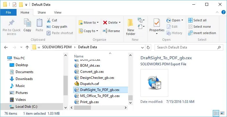 SOLIDWORKS PDM Pro DraftSight PDF Task Installation