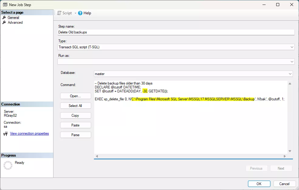 SOLIDWORKS PDM Professional SQL Backup Clean Up Step 