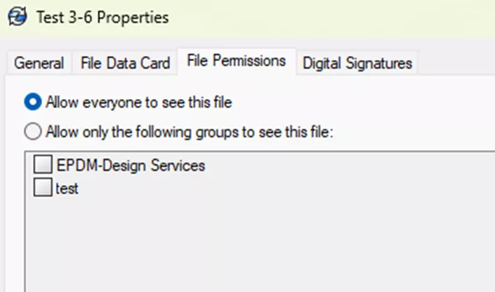 SOLIDWORKS PDM Properties File Permissions Tab