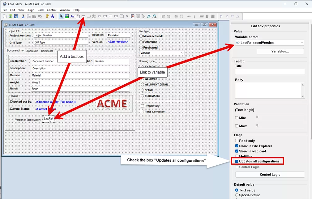 SOLIDWORKS PDM Released Version on a Drawing
