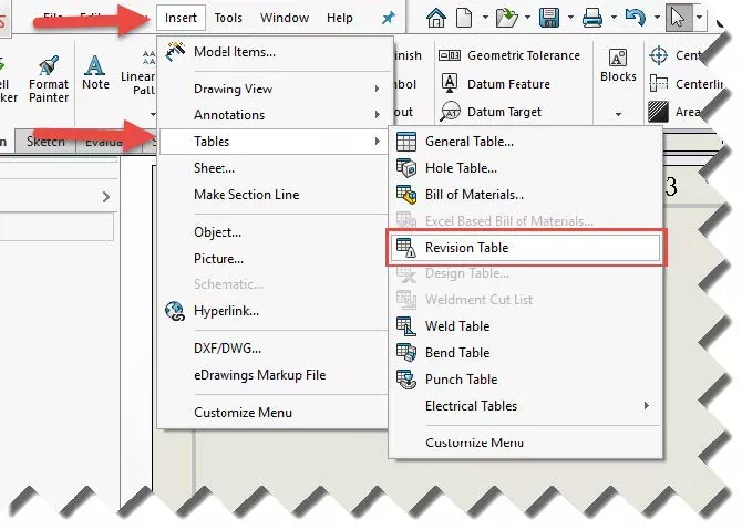 SOLIDWORKS PDM Revisions Table Option