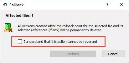 SOLIDWORKS PDM Rollback Final Warning