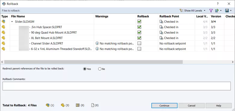 Rolling Back with References in SOLIDWORKS PDM 