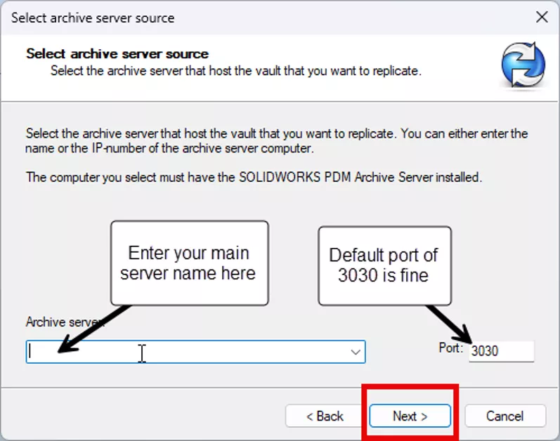 Select Archive Server Source in SOLIDWORKS PDM 