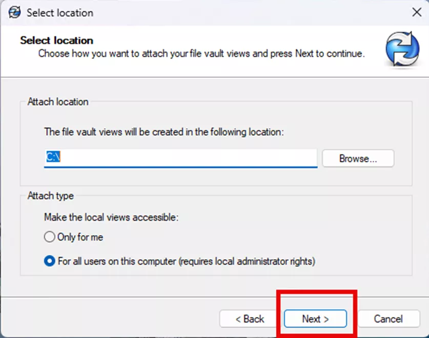 Select Attach Location in SOLIDWORKS PDM