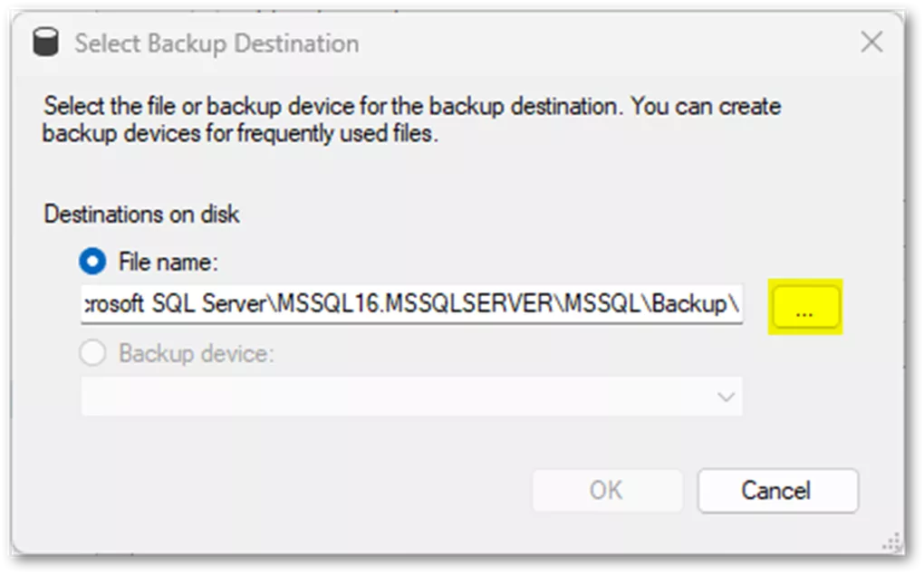 SOLIDWORKS PDM Select Backup Destination 