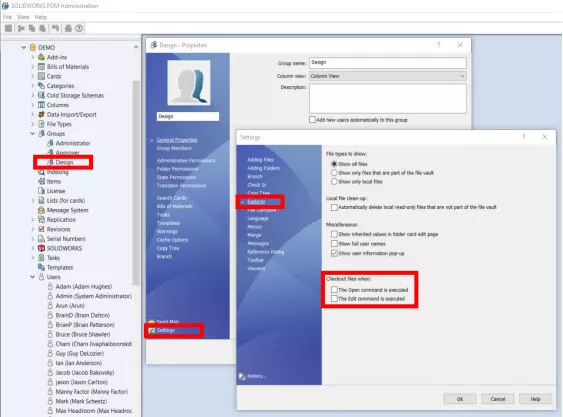 SOLIDWORKS PDM Setting Checked Out Files When Explained