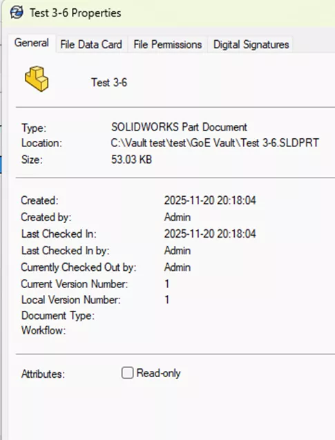 SOLIDWORKS Show Properties General Tab 