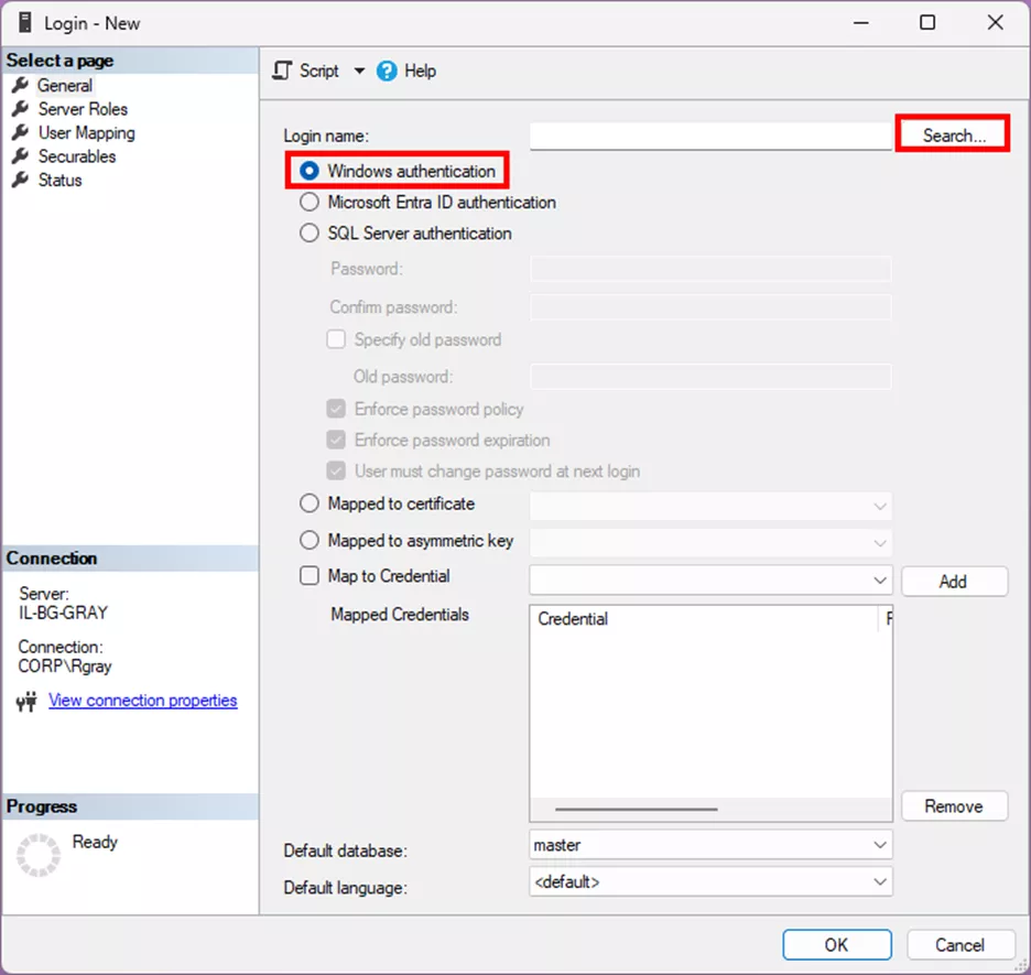 SOLIDWORKS PDM SQL Login Windows Authentication