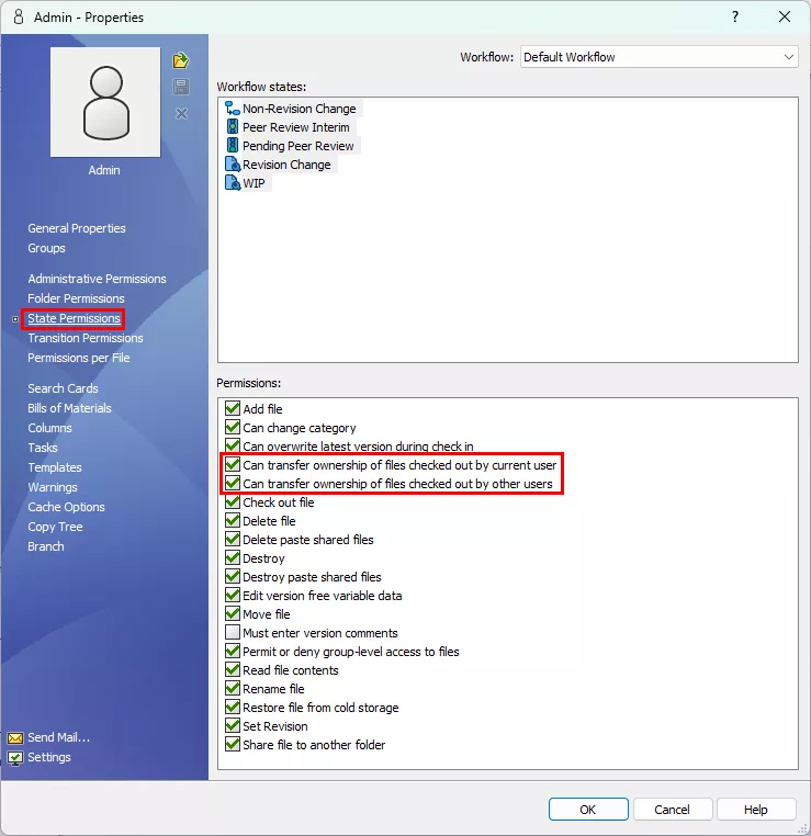 SOLIDWORKS PDM State Permissions