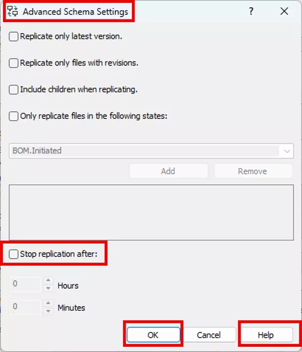 SOLIDWORKS PDM Stop Replication After Options