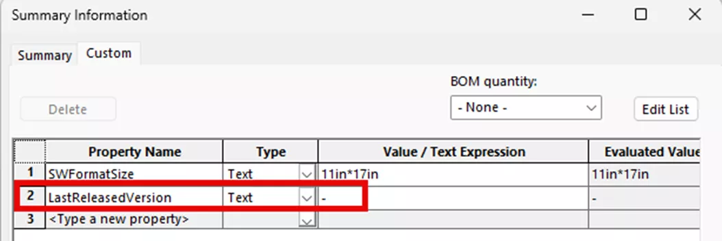 Add the Property to the Drawing Template’s Properties in SOLIDWORKS PDM 