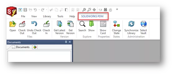 SOLIDWORKS PDM Tab in SOLIDWORKS 