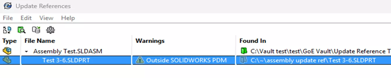 SOLIDWORKS PDM Update References Replace File