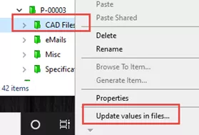 SOLIDWORKS PDM Update Values in Files Option