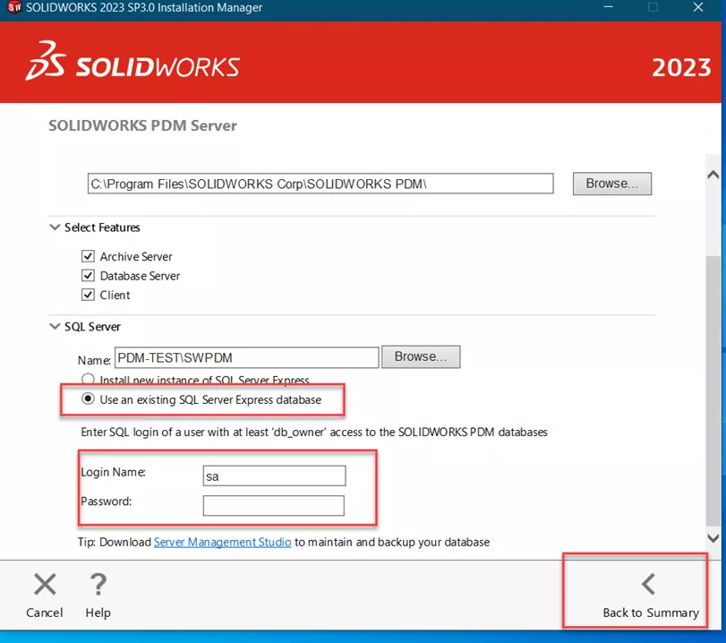 SOLIDWORKS PDM Use Existing SQL Server Express Database