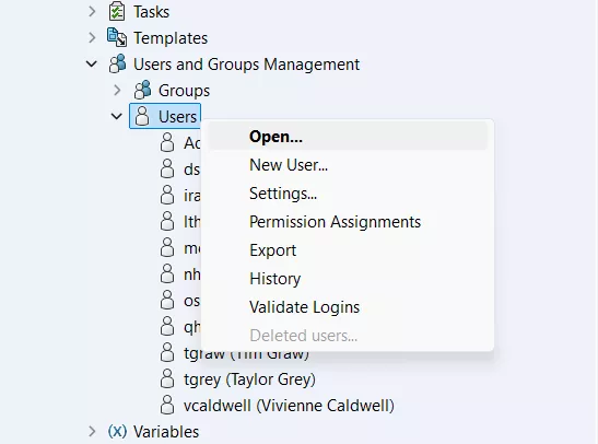 SOLIDWORKS PDM Open Users