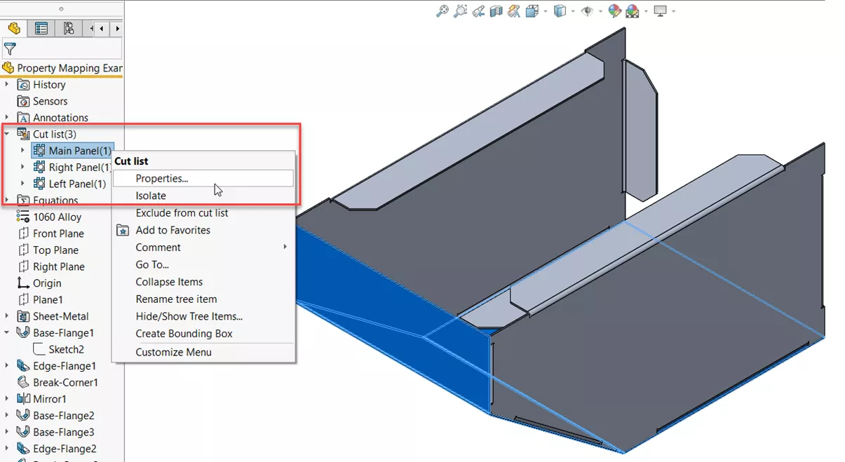 SOLIDWORKS PDM Variable Mapping Cut List Properties