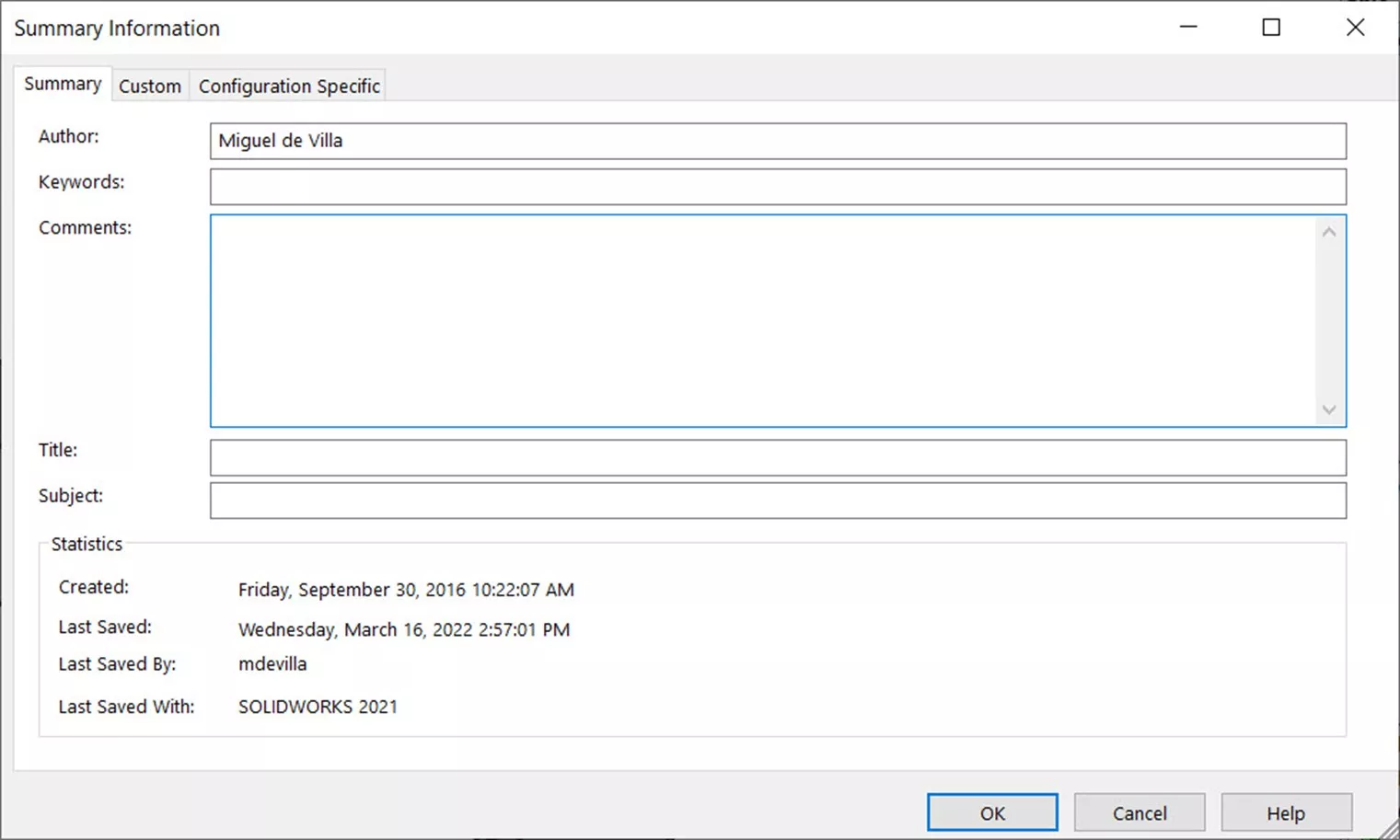 SOLIDWORKS PDM Variable Mapping File Properties