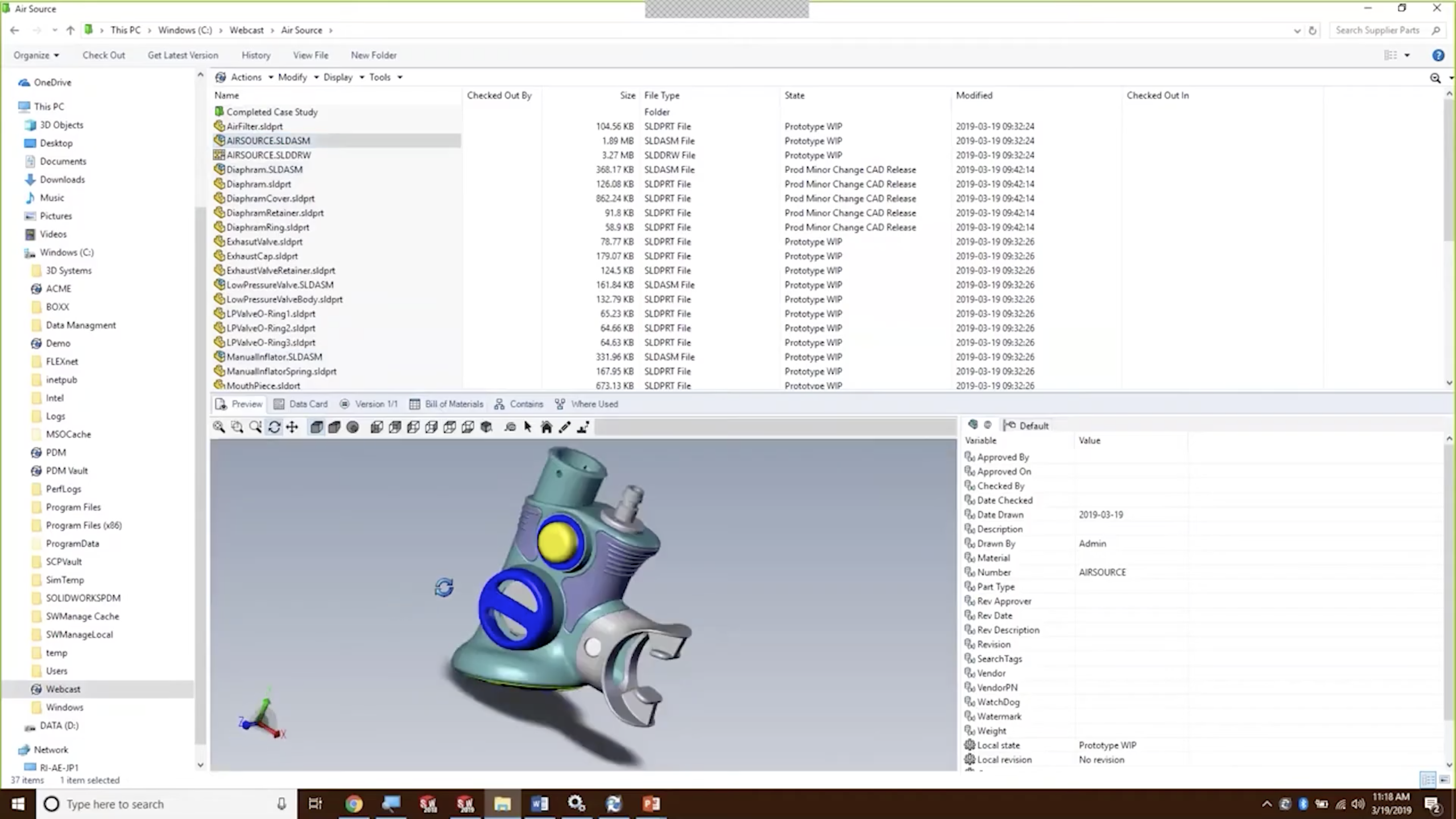 SOLIDWORKS PDM vault and data management