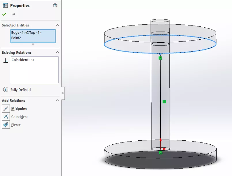 SOLIDWORKS Properties for Pin and Disc Assembly 