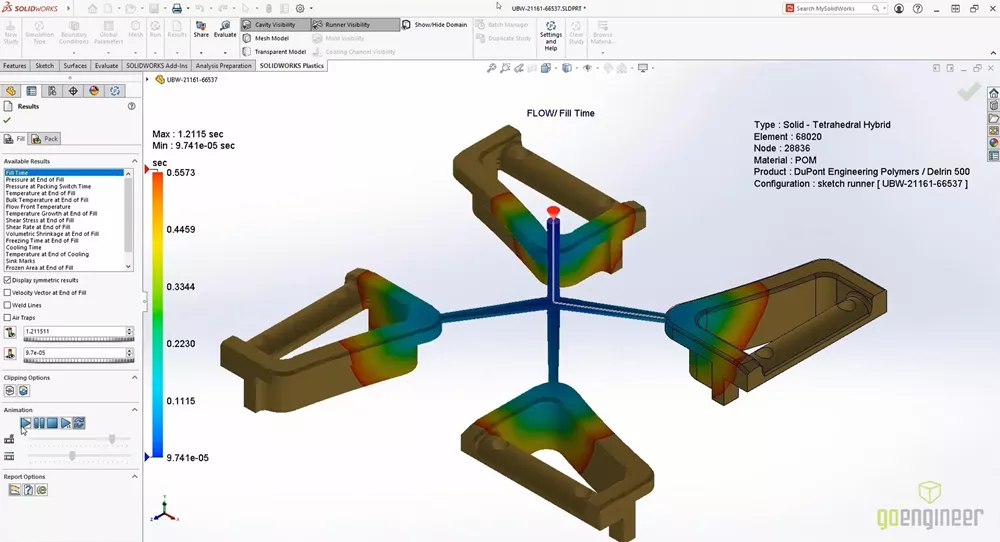 SOLIDWORKS Plastics 2022 Results in Full Symmetry