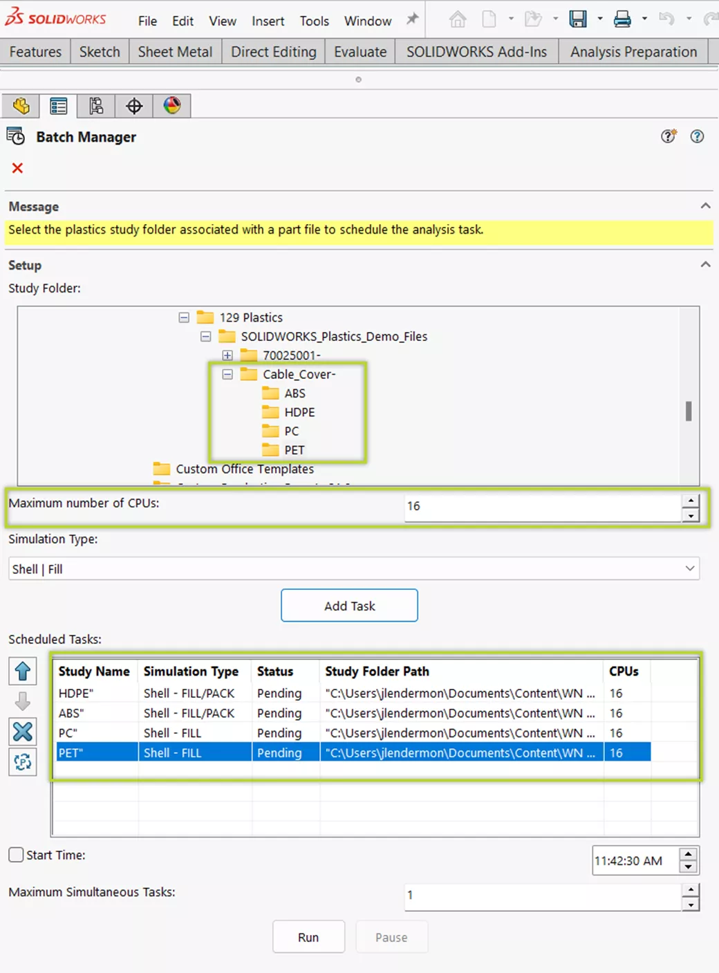 What's New SOLIDWORKS Plastics 2024 Batch Manager