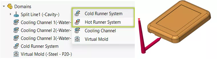 Cold Runner System & Hot Runner System Options in SOLIDWORKS Plastics 2024