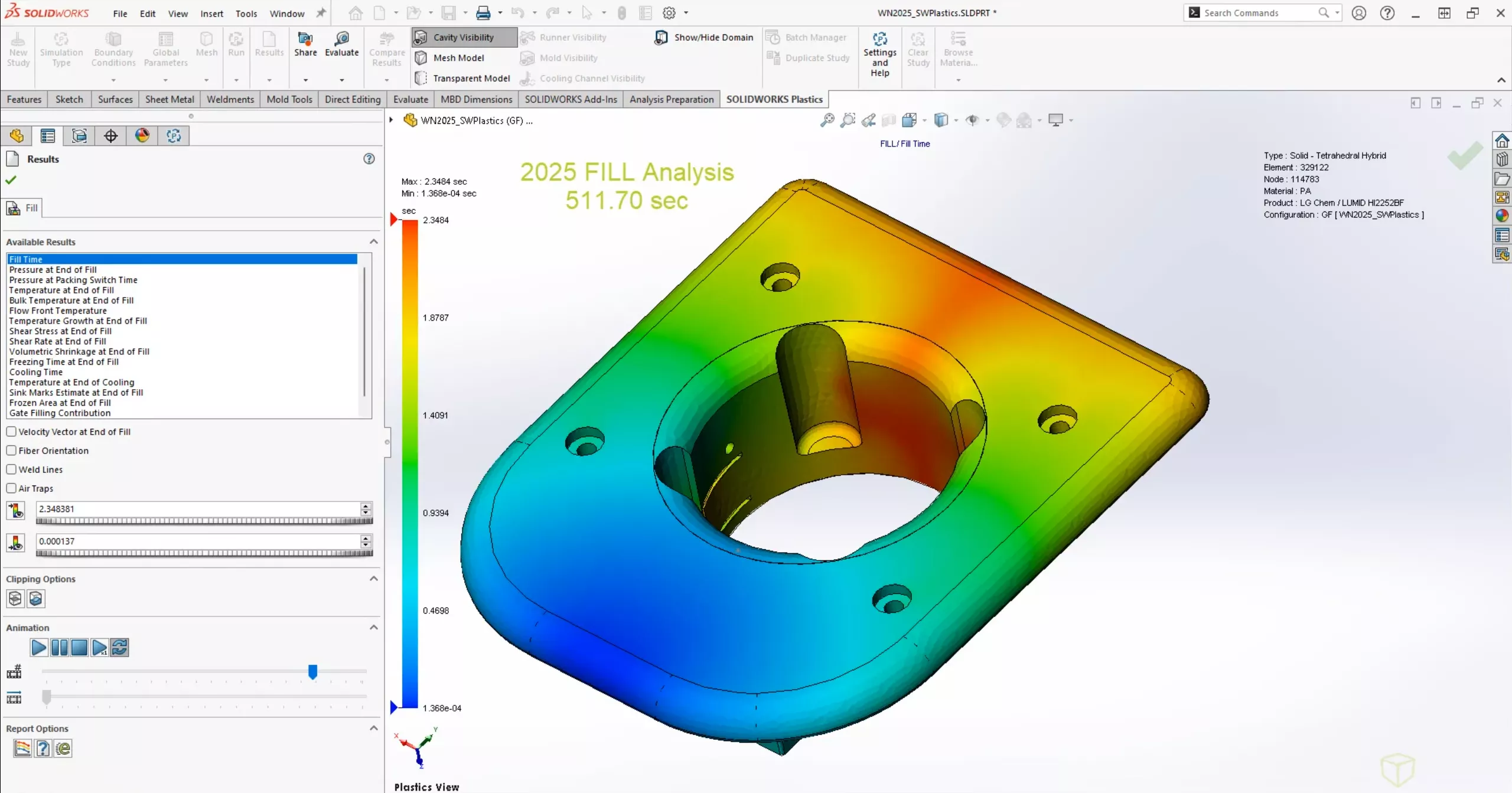 SOLIDWORKS 2025 Fill Analysis 