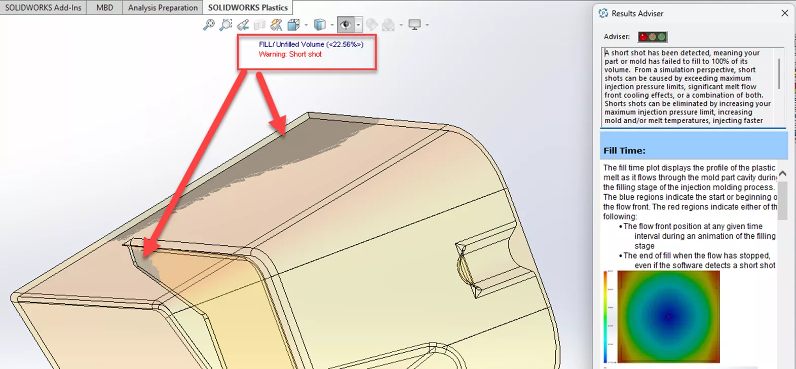 What's New SOLIDWORKS Plastics 2026 Unfilled Volume Plot