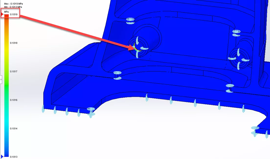 SOLIDWORKS Plastics 2026 Vent Pressure Results with Edges Defined