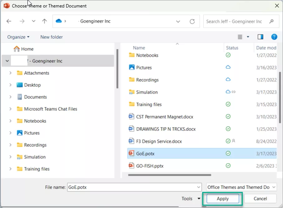 Apply PowerPoint Slide Master to Slide Master