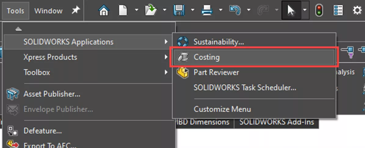 How to Access SOLIDWORKS Costing 