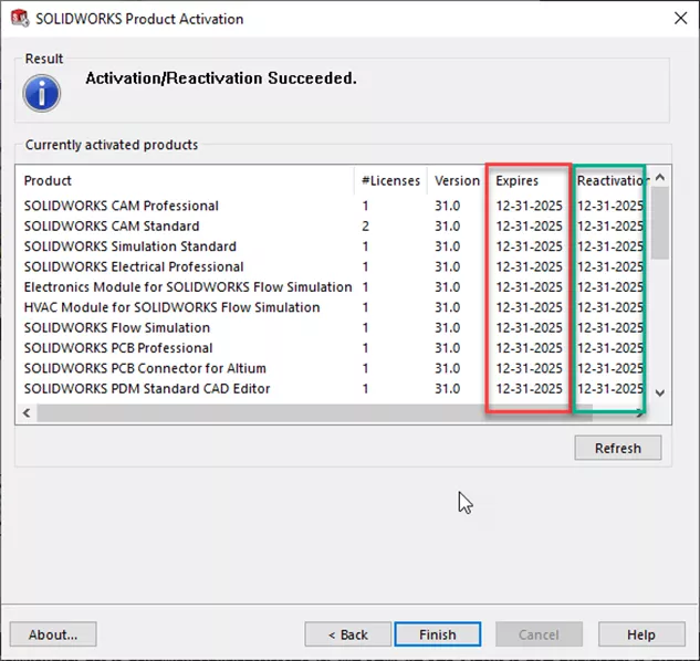 SOLIDWORKS Product Activation Expiration and Reactivation Information