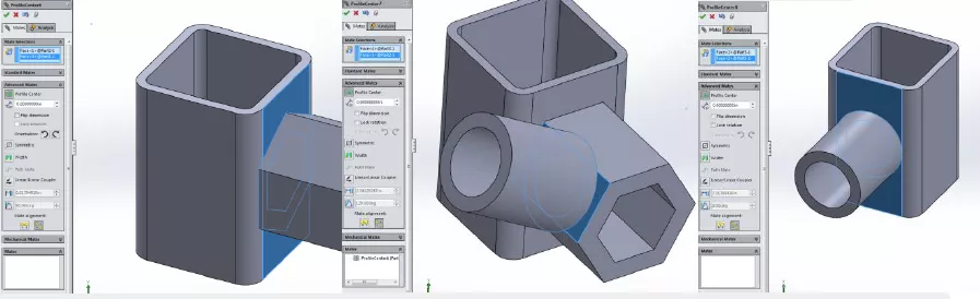 SOLIDWORKS Profile Center Mates Command Example 