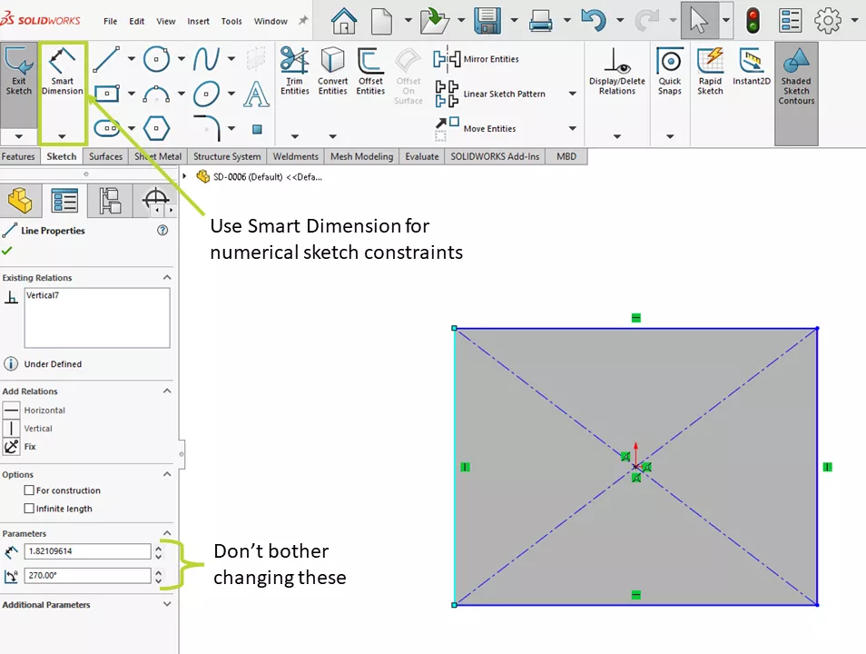 SOLIDWORKS PropertyManager Dimensions