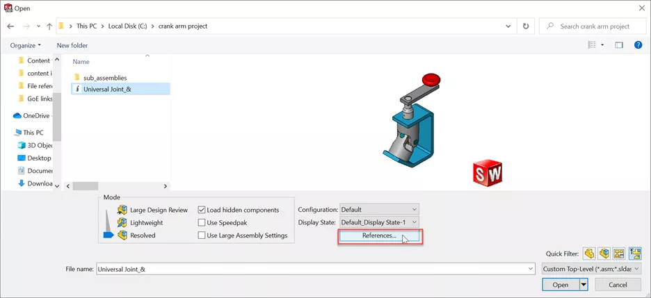 SOLIDWORKS Reference Component Parts