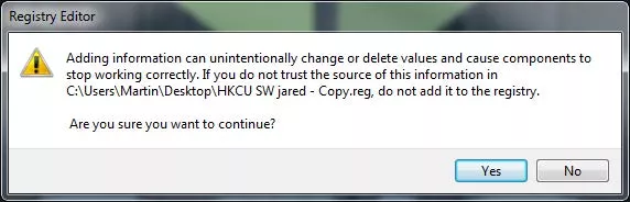 SOLIDWORKS Registry Merge Warning