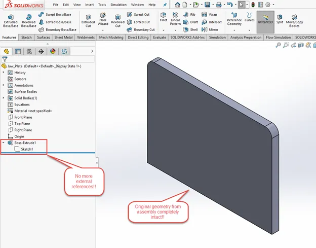 SOLIDWORKS Tutorial Removing External References
